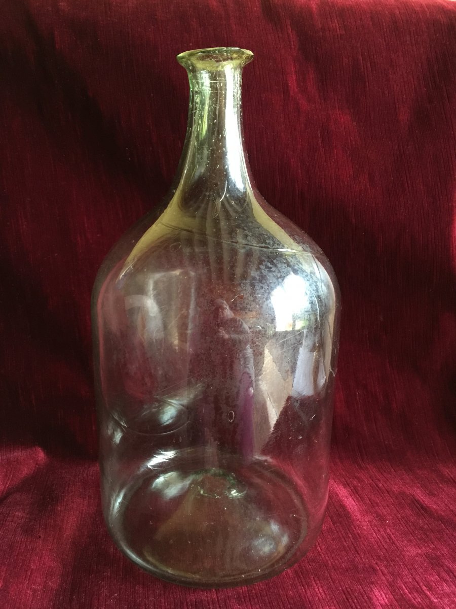 Large Bottle 6liters Mathusalem Blown Glass Translucent Slightly Green Glassware XVIIIth-photo-2