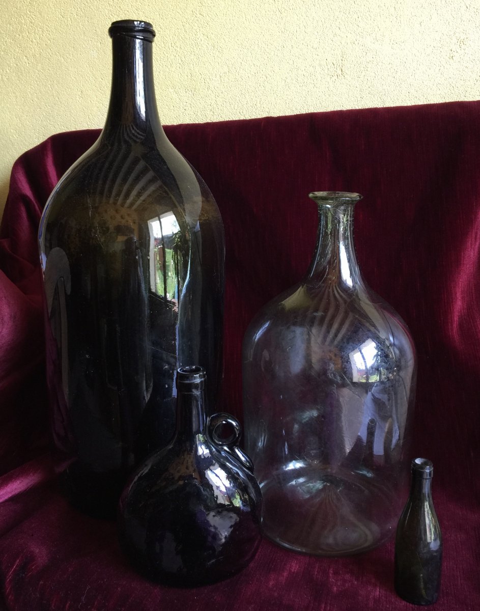 Large Bottle 6liters Mathusalem Blown Glass Translucent Slightly Green Glassware XVIIIth-photo-8