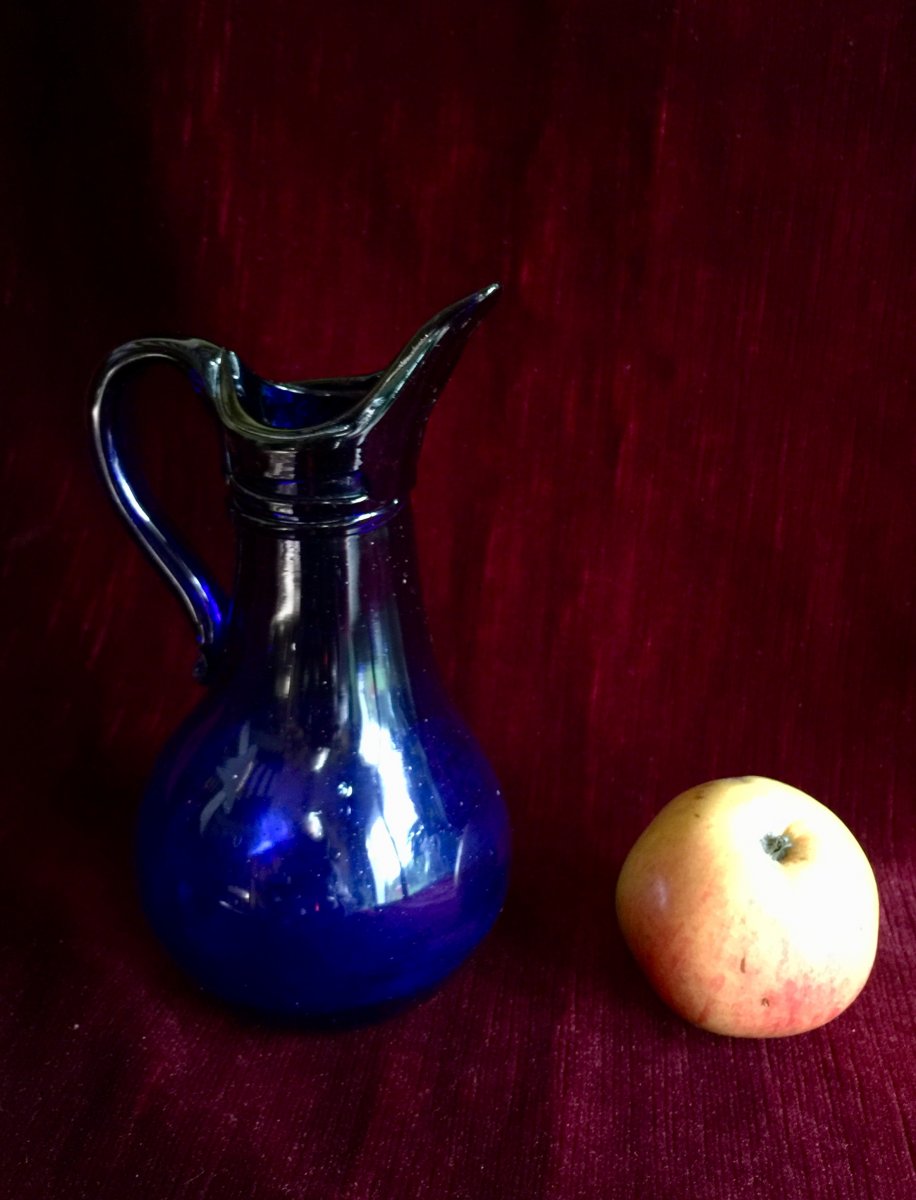 Pichet Normand en Verre Soufflé Bleu - Verrerie de Normandie XVIIIème Art Populaire -photo-6