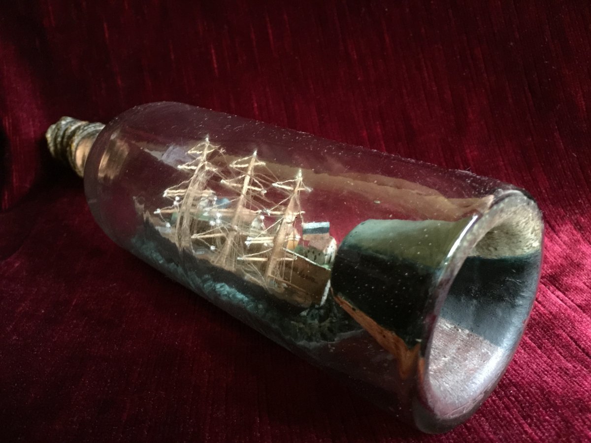 Ex Voto Bottle Boat - Original Work From Lithuania Estonia Russia - Sailor Folk Art Baltic Countries XIXth-photo-3