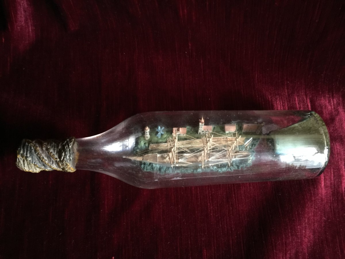 Ex Voto Bottle Boat - Original Work From Lithuania Estonia Russia - Sailor Folk Art Baltic Countries XIXth-photo-2