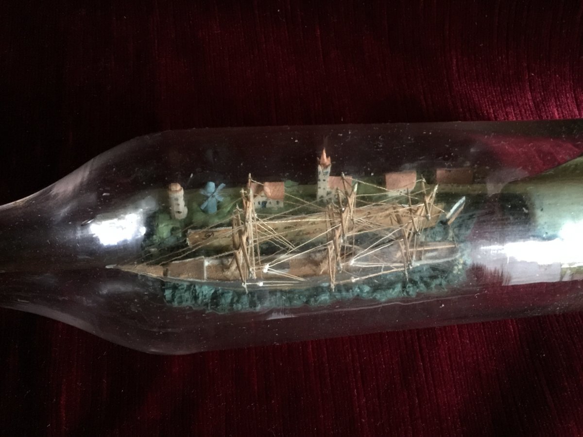 Ex Voto Bottle Boat - Original Work From Lithuania Estonia Russia - Sailor Folk Art Baltic Countries XIXth-photo-3