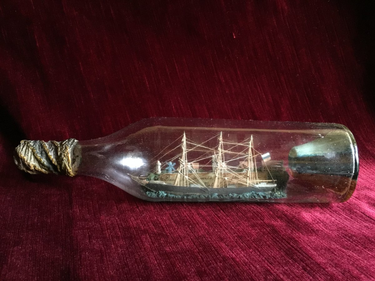 Ex Voto Bottle Boat - Original Work From Lithuania Estonia Russia - Sailor Folk Art Baltic Countries XIXth-photo-6