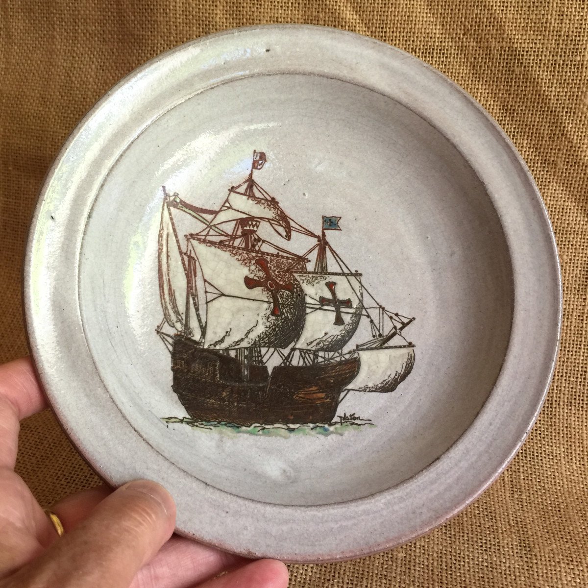 Platon Earthenware Plate - Ceramics From Old Montmartre And Belle Ile En Mer - Ship Boat Vessel -photo-2
