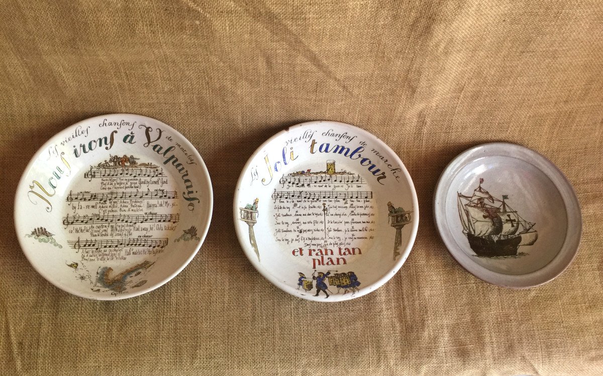 Platon Earthenware Plate - Ceramics From Old Montmartre And Belle Ile En Mer - Ship Boat Vessel -photo-6
