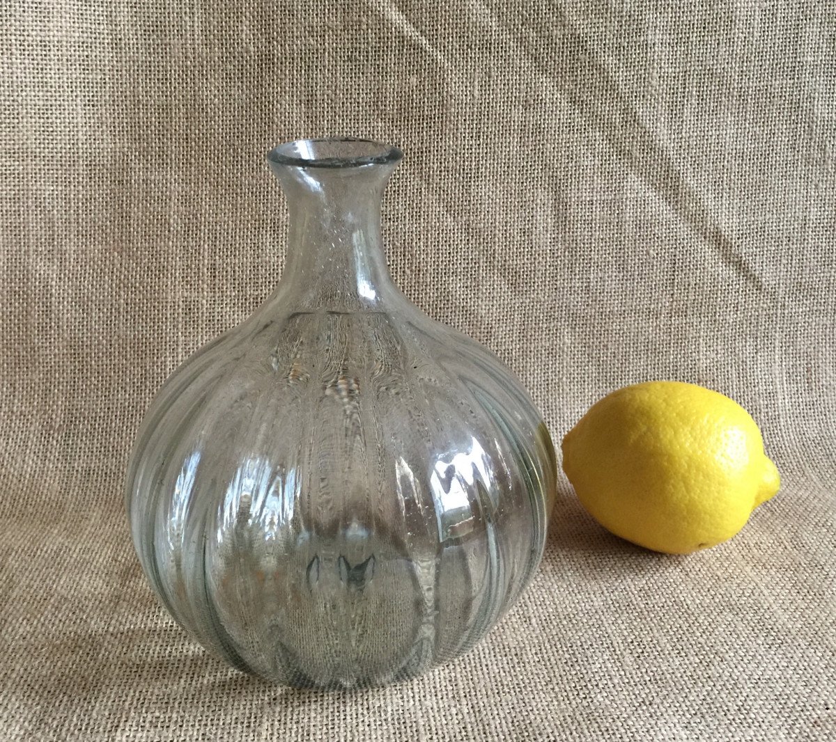 Late 18th Century Decanter In Ringed Globular Shape - Slightly Smoked Glass - Normandy Glassware?