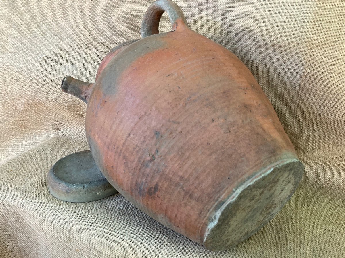 Patronymic Vinegar Jar Raviser Leson Name - Pottery With Lid - Sandstone From Puisaye Nineteenth - Folk Art-photo-5