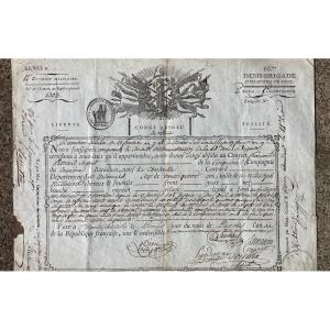 Congé De Réforme Pluviose An Dix Citoyen Sergent François Renaud - 19 Février 1803 - Consulat 