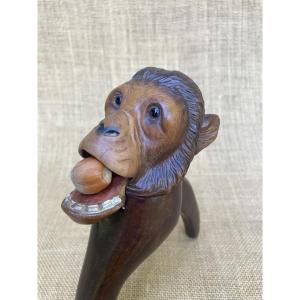 Casse Noisette Bois, Tête De Singe, XXe Art Populaire 