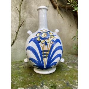 Gourde, bouteille faïence de Nevers, dite de pèlerin, art populaire, fin XVIIIem.