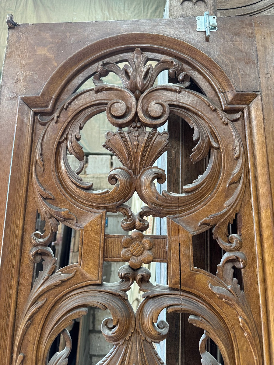 Double porte vitrée sculptée Louis XIV-photo-3