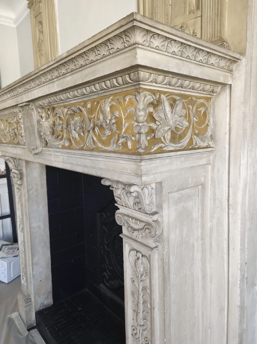 Renaissance Mantel Stone Carved -photo-3