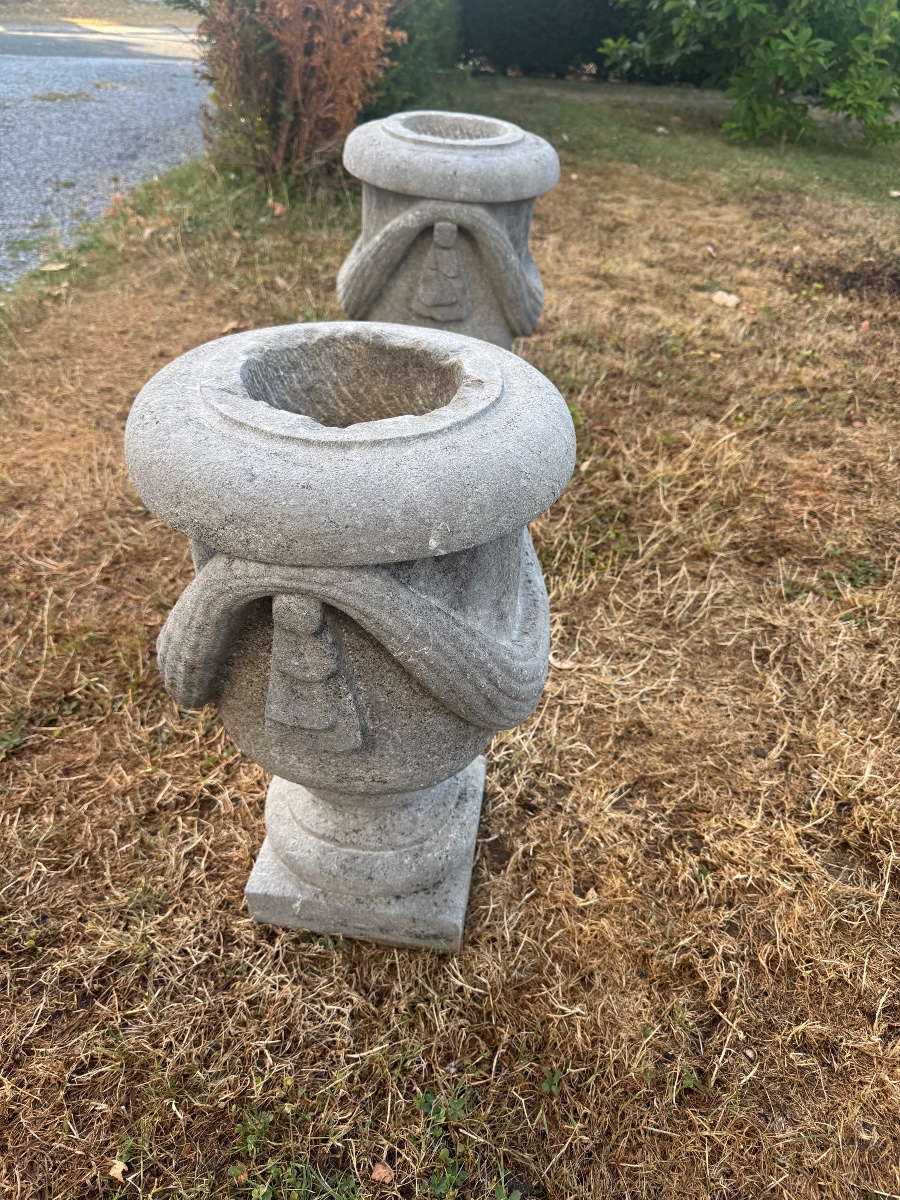Pair Of Stone Vases-photo-3