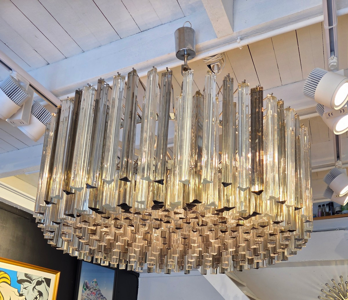 Large Murano Glass Triedri Chandelier, 390 Two-tone Triedri Pendants-photo-1