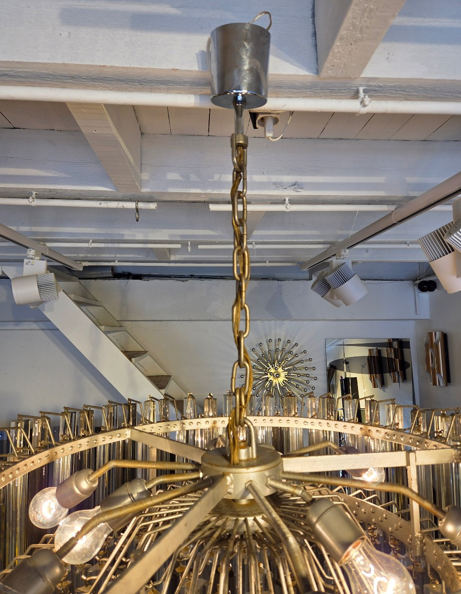 Large Murano Glass Triedri Chandelier, 390 Two-tone Triedri Pendants-photo-3