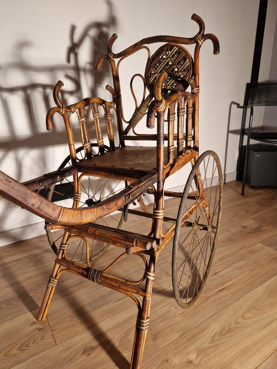 Nineteenth Century Curved Wood And Wicker Chair-photo-4