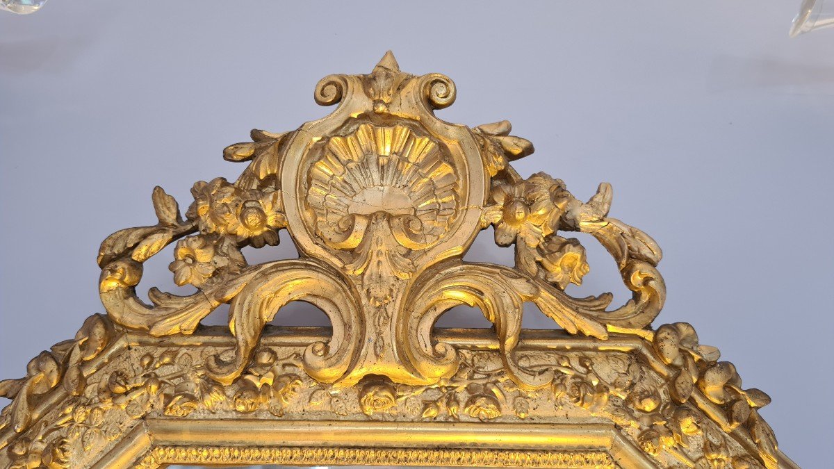 Miroir Octogonal Biseauté Doré H110 Cm-photo-2