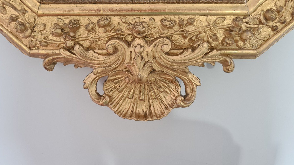 Miroir Octogonal Biseauté Doré H110 Cm-photo-3