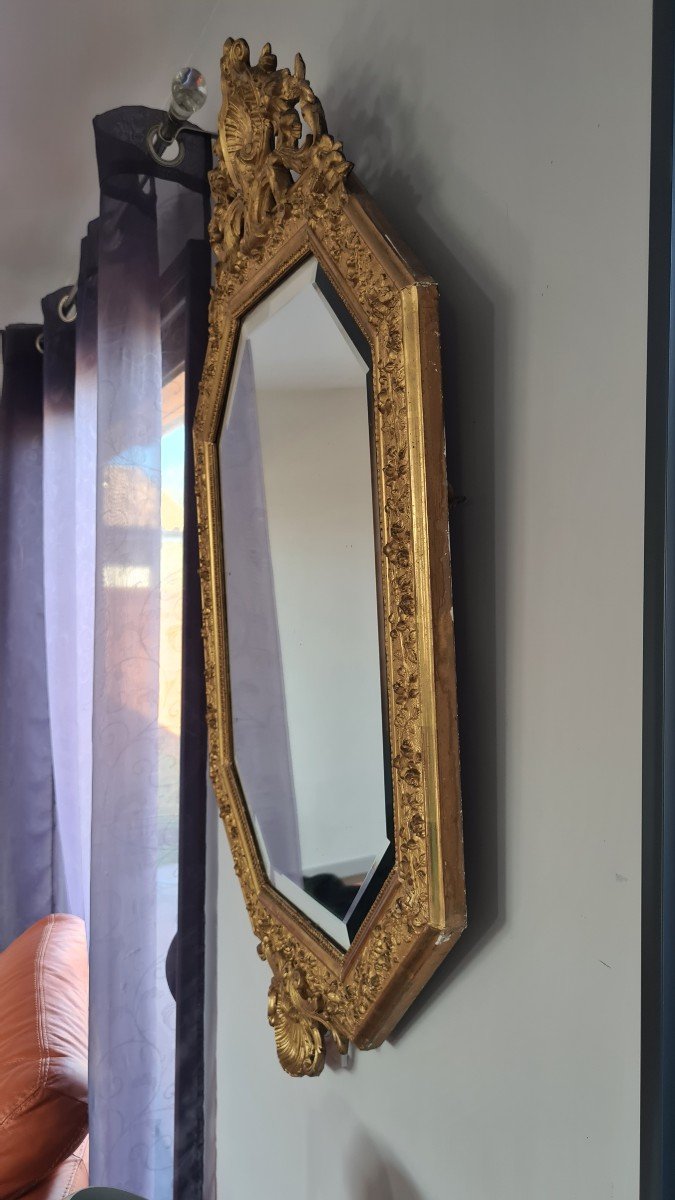 Miroir Octogonal Biseauté Doré H110 Cm-photo-4