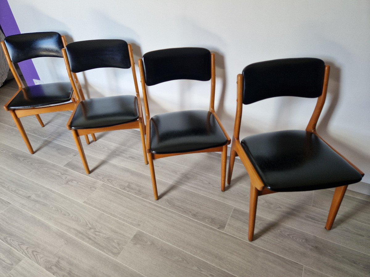Ensemble De 4 Chaises Vintages Scandinaves-photo-2