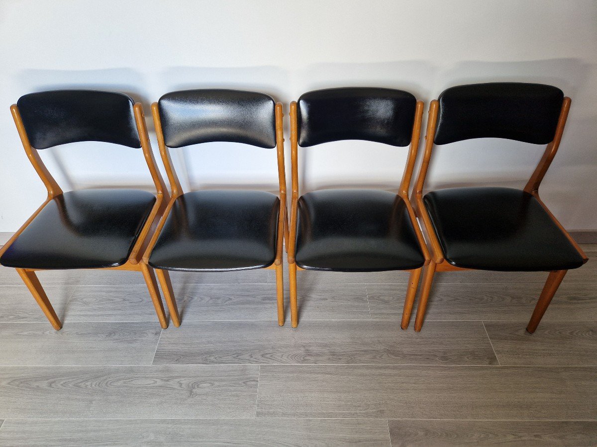 Ensemble De 4 Chaises Vintages Scandinaves-photo-4