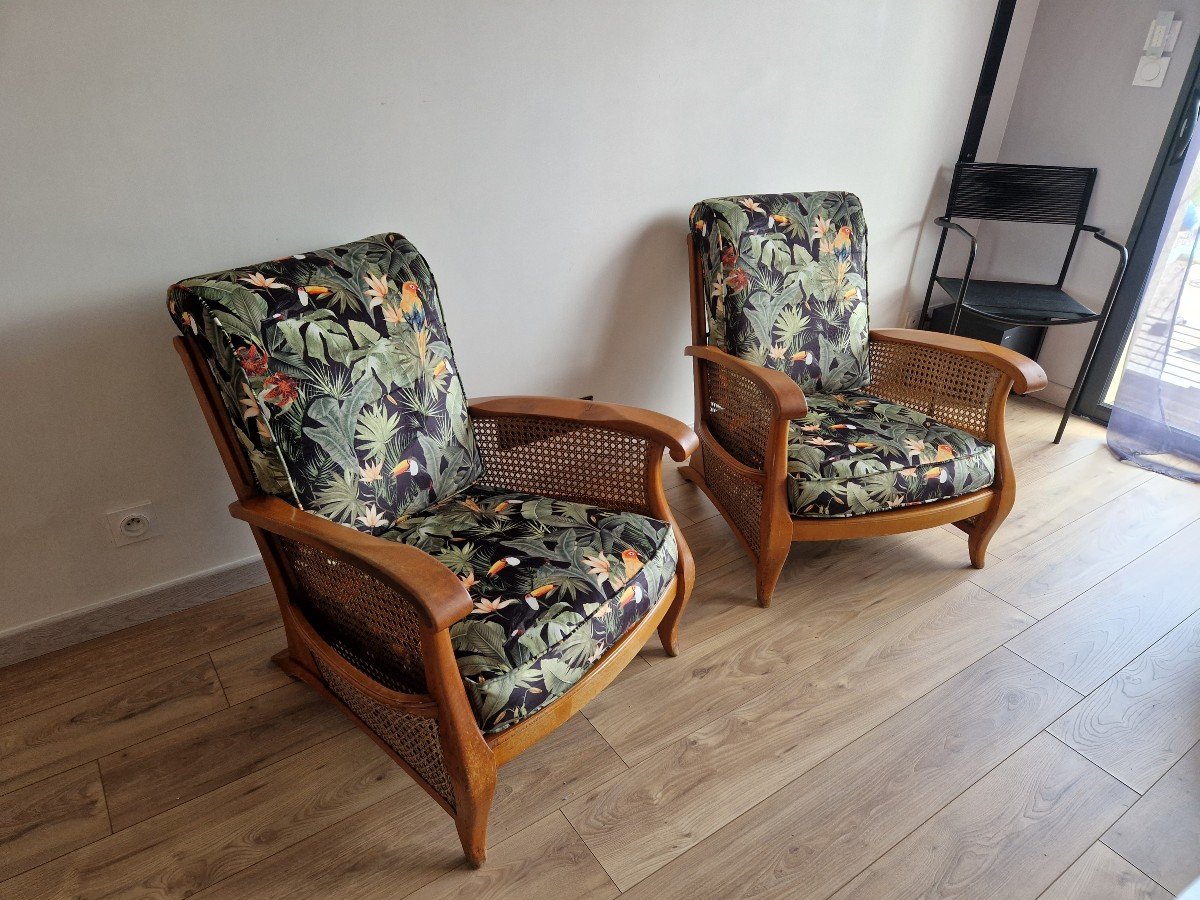 Pair Of Canned Studio Armchairs-photo-2