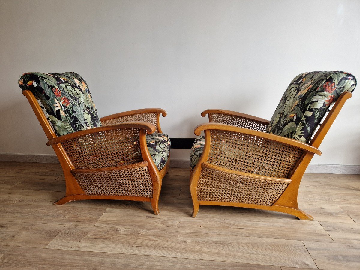 Pair Of Canned Studio Armchairs-photo-2
