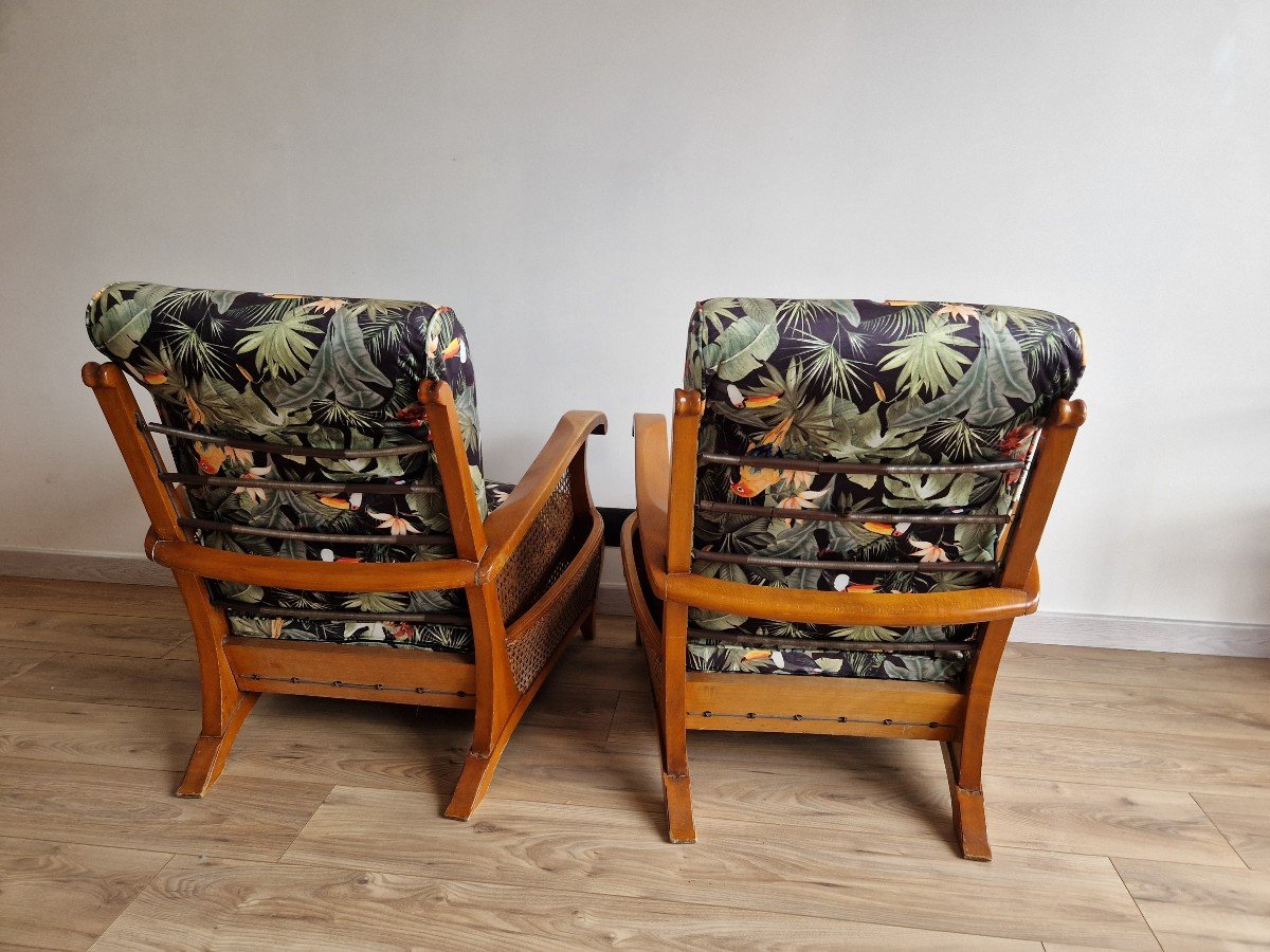 Pair Of Canned Studio Armchairs-photo-7