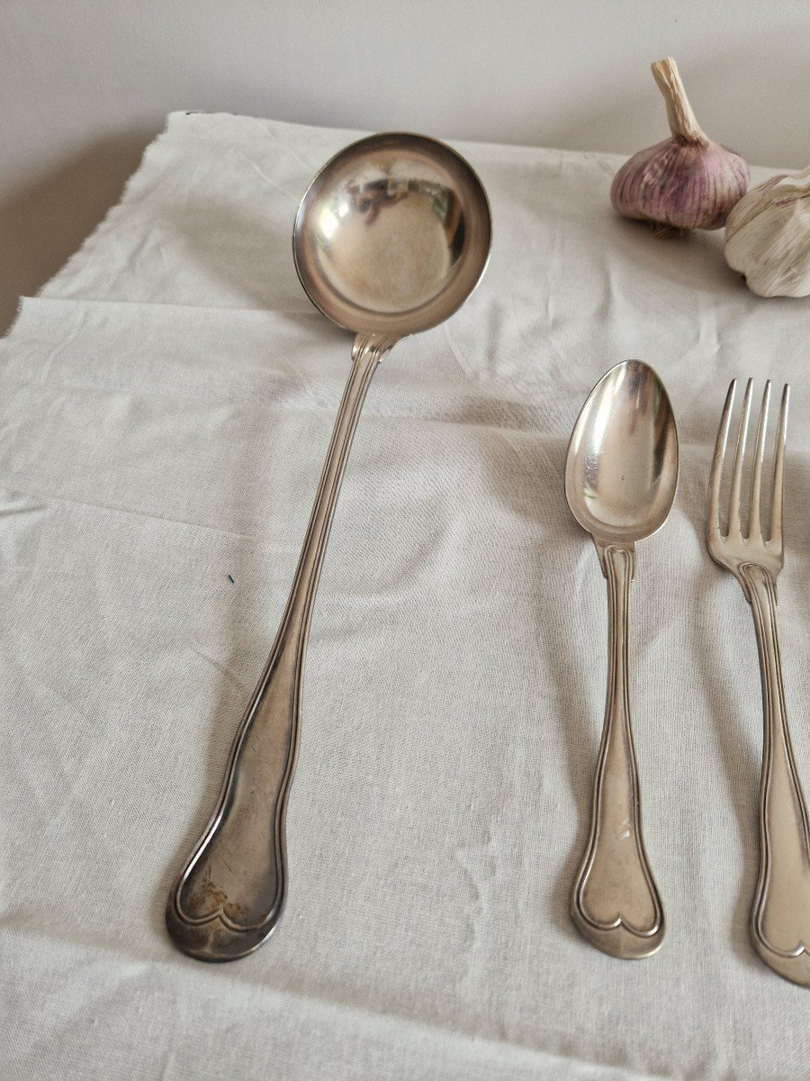 13-piece Cutlery Set In Silver Metal By Christofle, Violonné Au Filet Model-photo-3