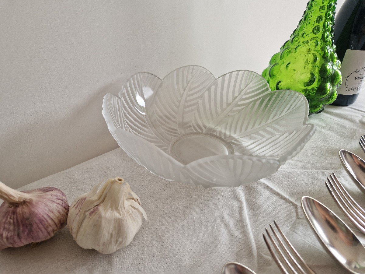 Coupe Art Déco En Verre Dépoli Signée Pierre d'Avesn Circa 1930-photo-3