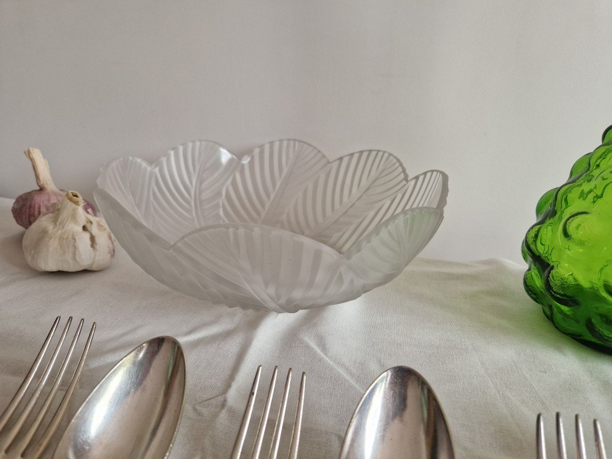 Coupe Art Déco En Verre Dépoli Signée Pierre d'Avesn Circa 1930-photo-4