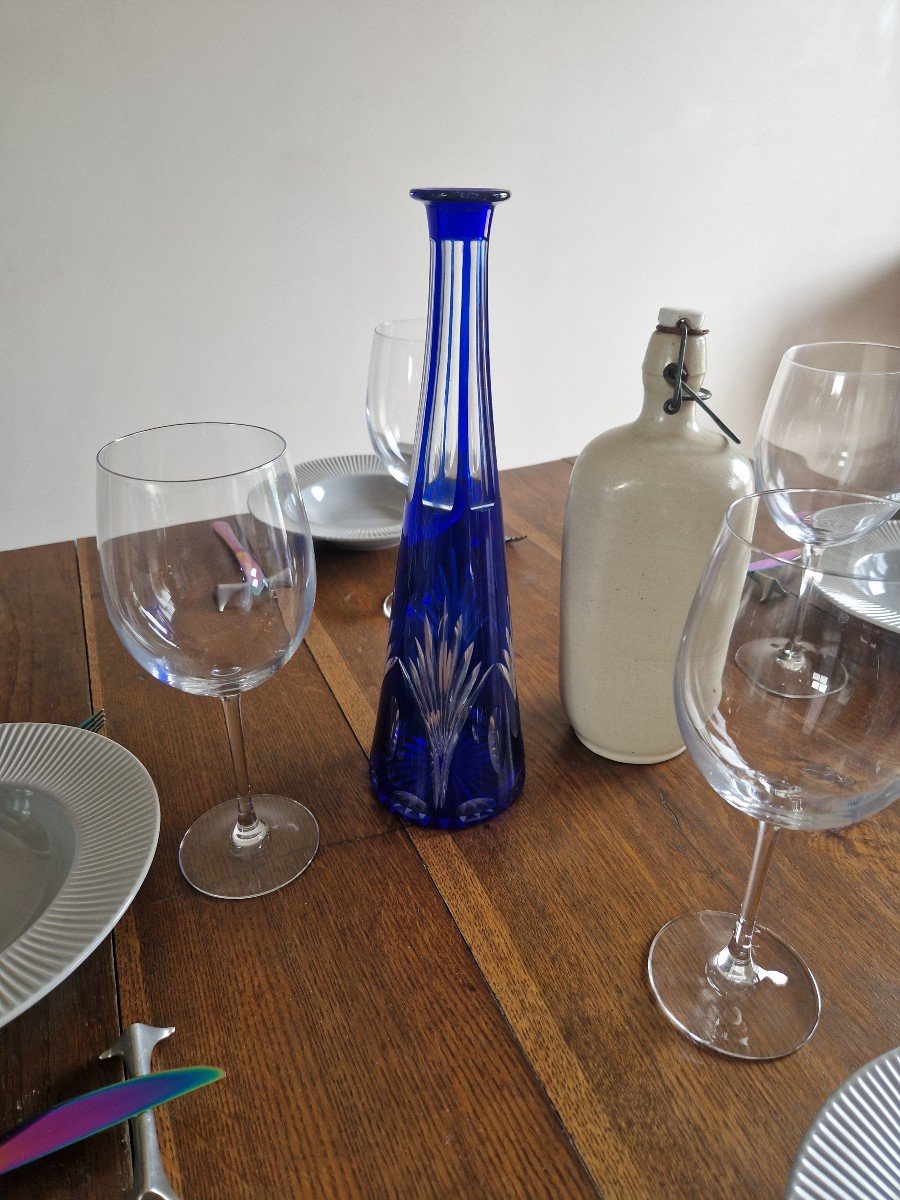Vase Soliflore En Cristal De Bohême Bleu Cobalt-photo-4