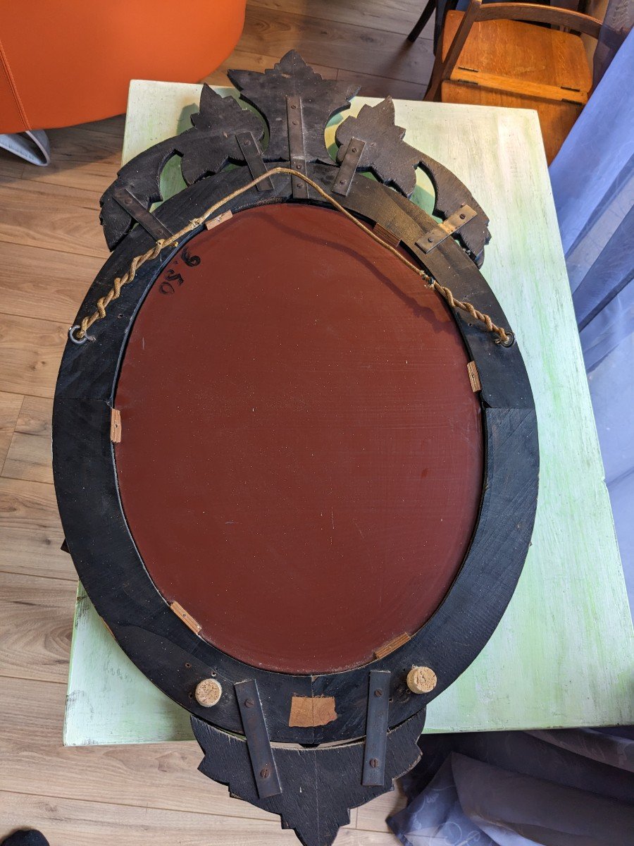 Oval Venetian Mirror Art Deco Period H101cm-photo-5