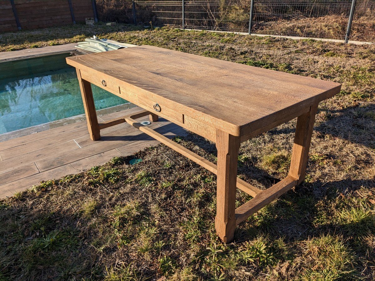 Table De Ferme En Chêne Massif-photo-2