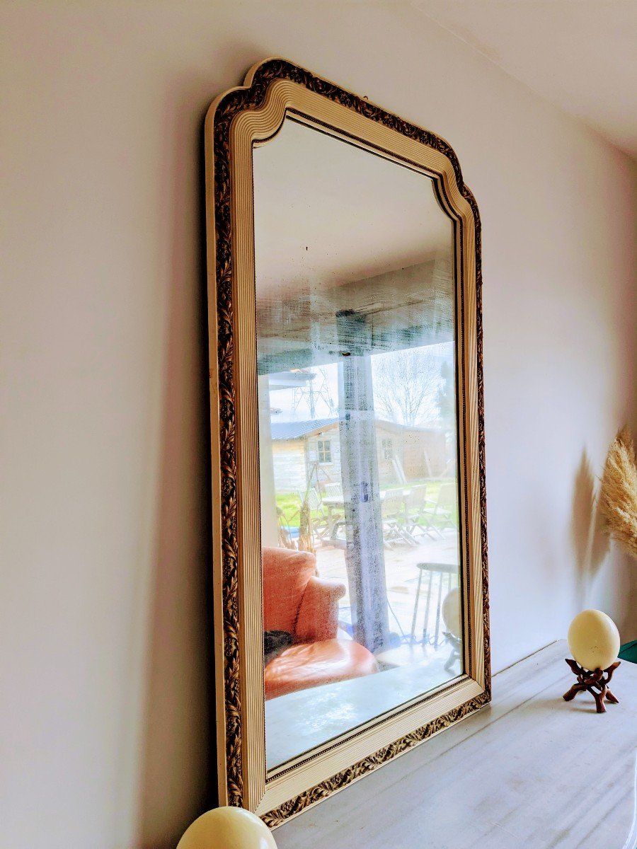 Beige And Gold Art Deco Mirror H138 Cm-photo-2