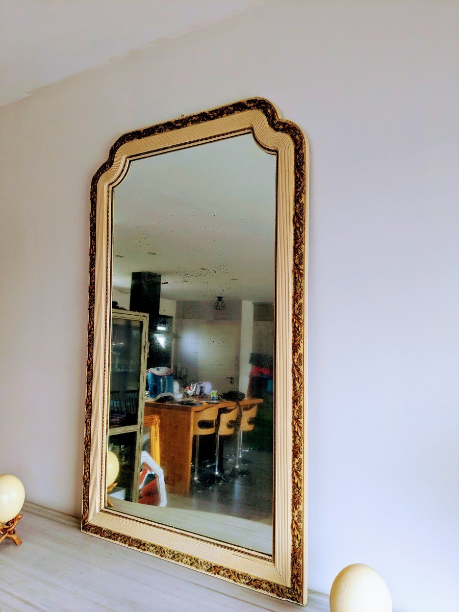 Beige And Gold Art Deco Mirror H138 Cm-photo-3
