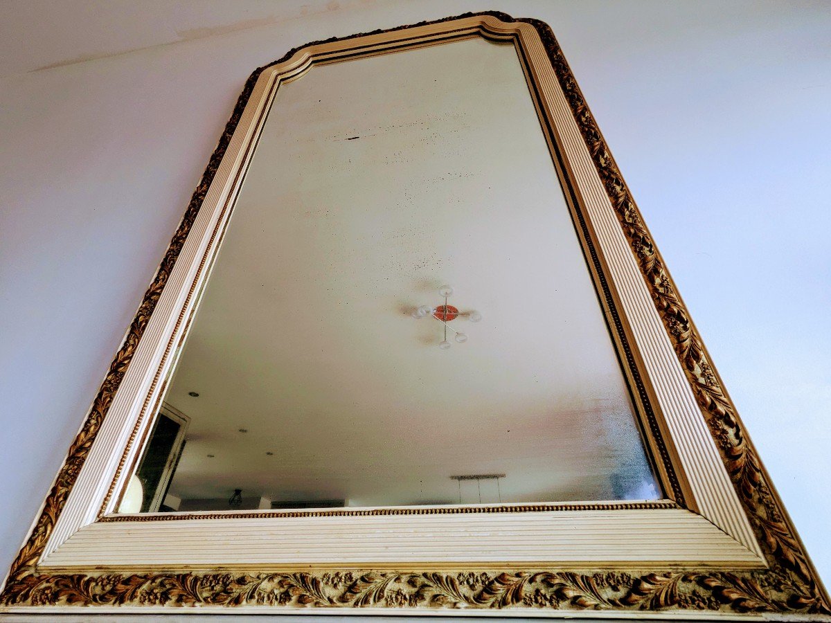 Beige And Gold Art Deco Mirror H138 Cm-photo-2