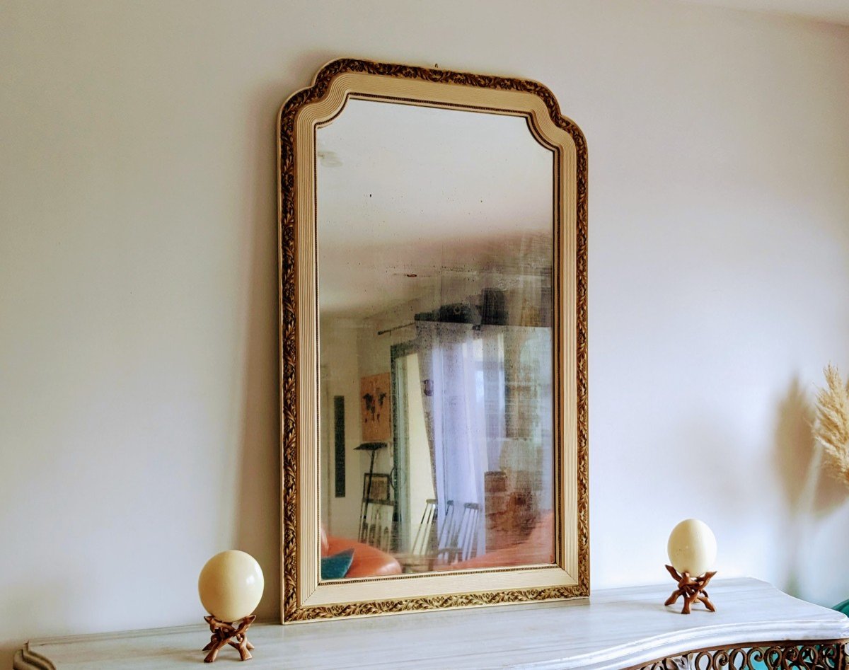 Beige And Gold Art Deco Mirror H138 Cm