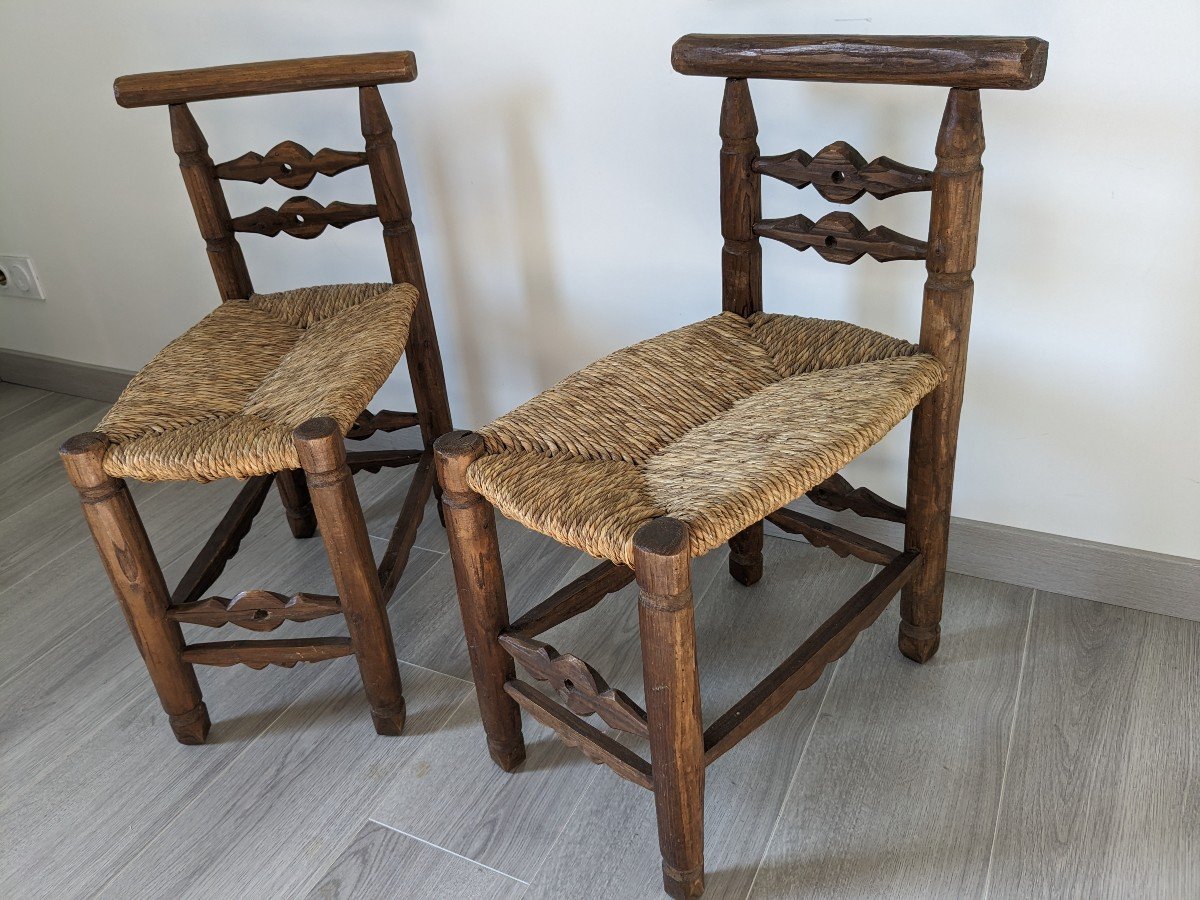 Paire De Chaises De Cheminée Charentaises