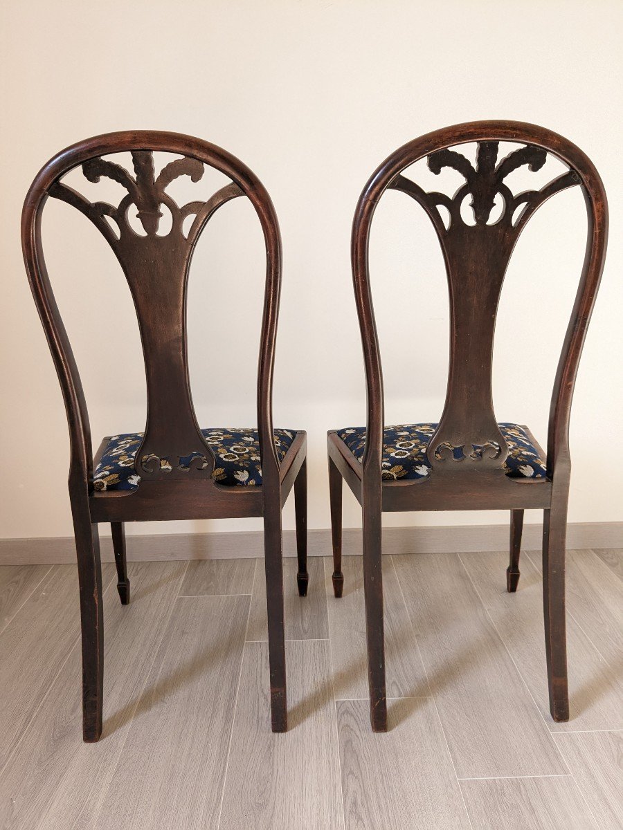 Pair Of Sheraton English Chairs In Mahogany Early Twentieth-photo-2