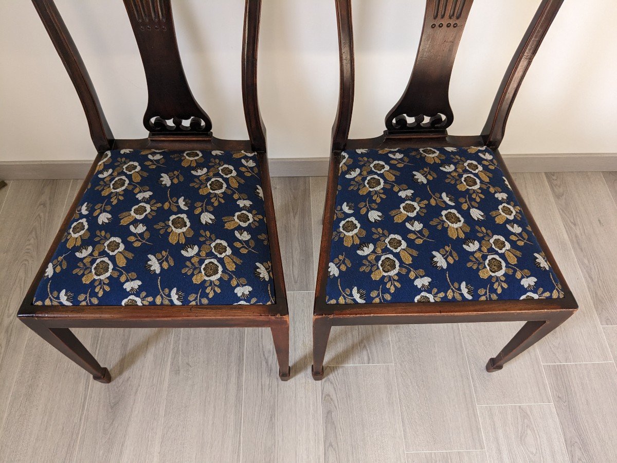 Pair Of Sheraton English Chairs In Mahogany Early Twentieth-photo-5