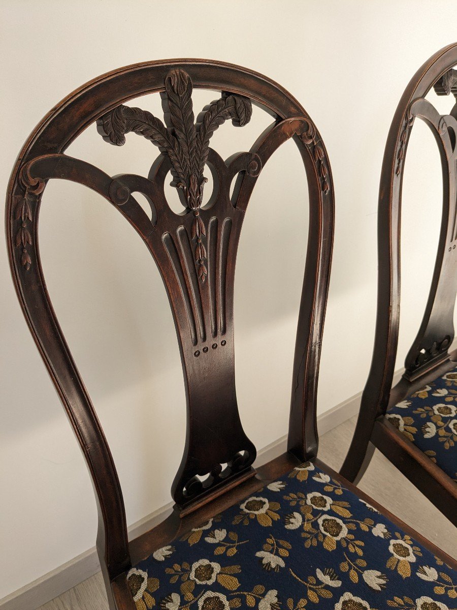 Pair Of Sheraton English Chairs In Mahogany Early Twentieth-photo-6