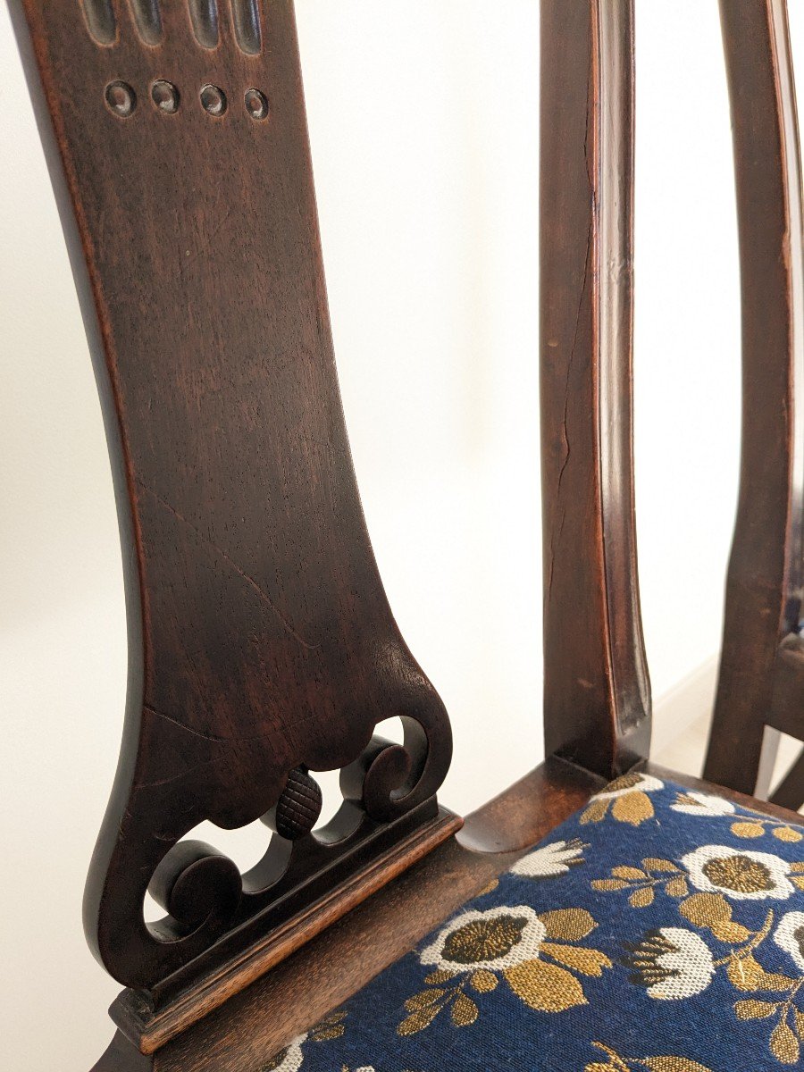 Pair Of Sheraton English Chairs In Mahogany Early Twentieth-photo-8