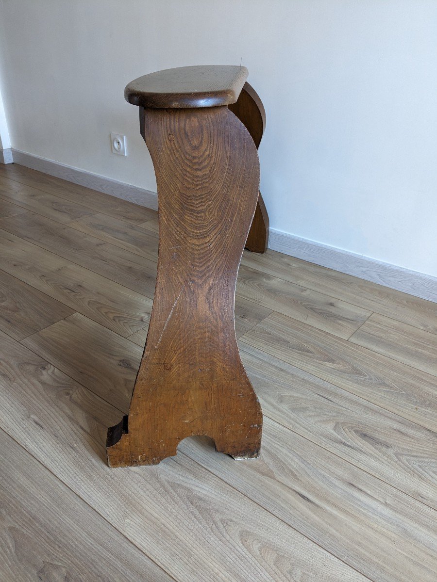 Rare Banc d'Orgue Ancien En Chêne Massif-photo-1