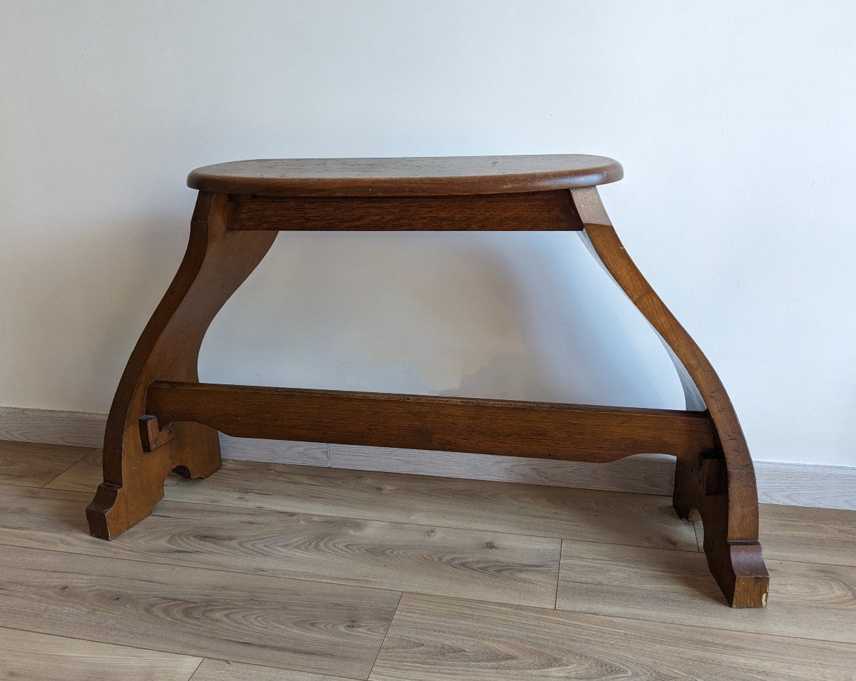 Rare Banc d'Orgue Ancien En Chêne Massif