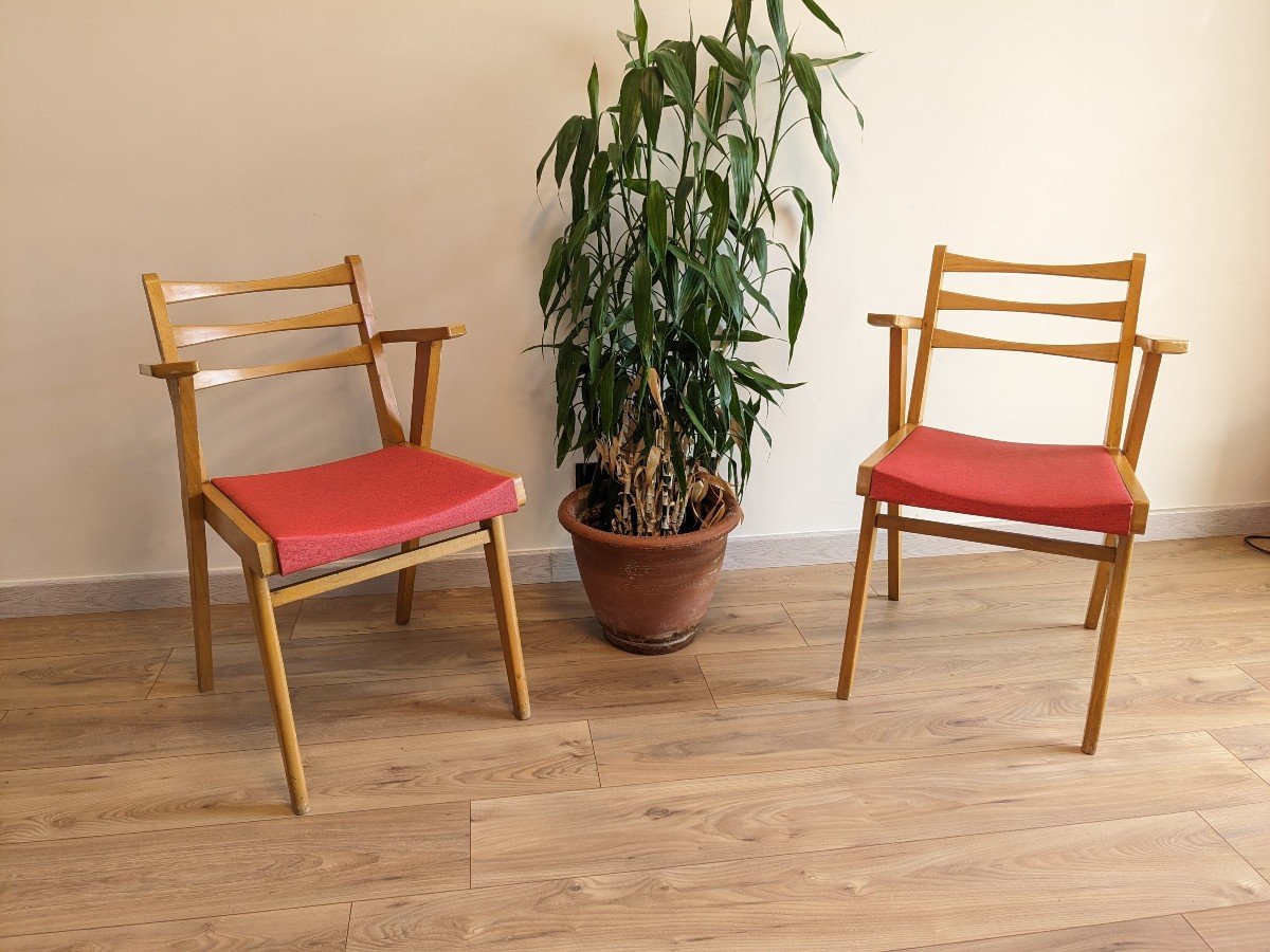 Pair Of 1950s Compass Feet Armchairs
