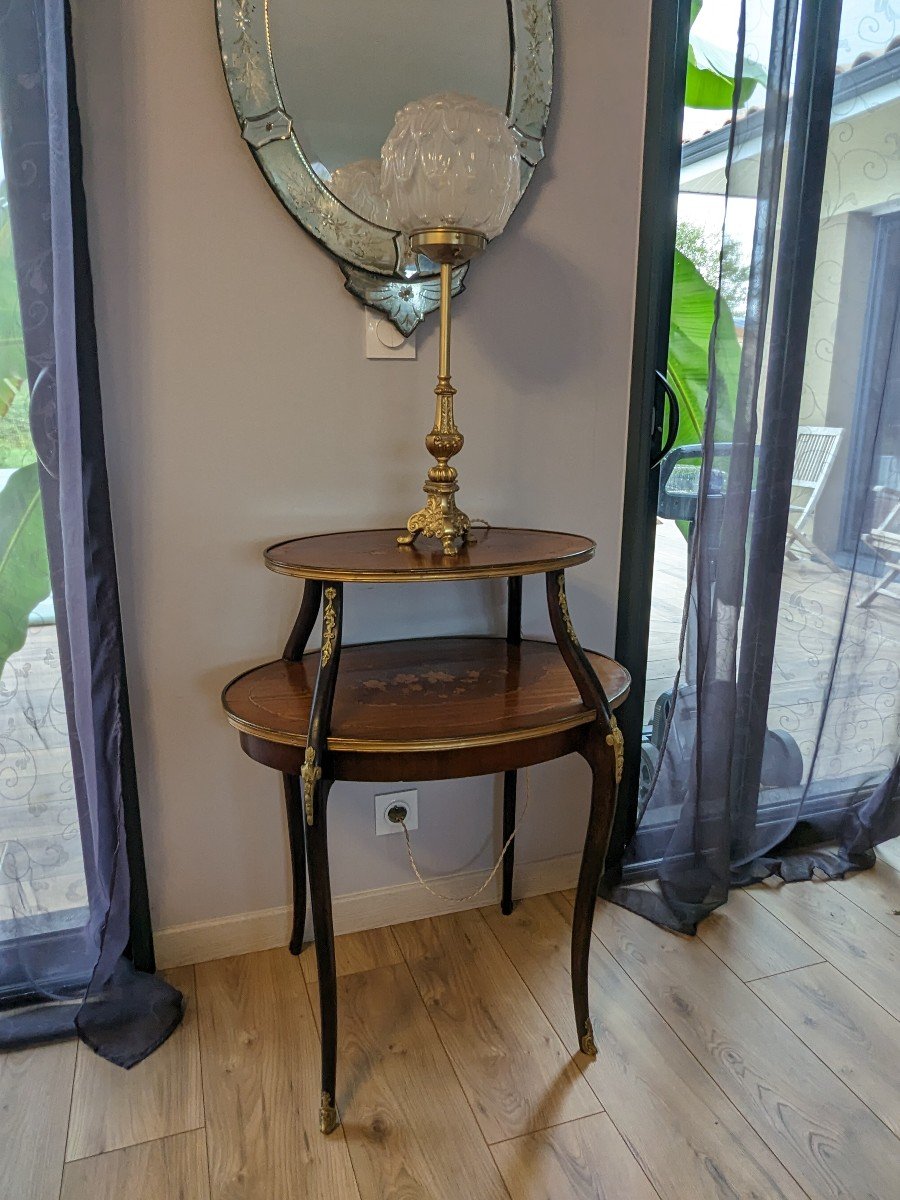 Table à Thé Marquetée Style Louis XV 19ème-photo-2