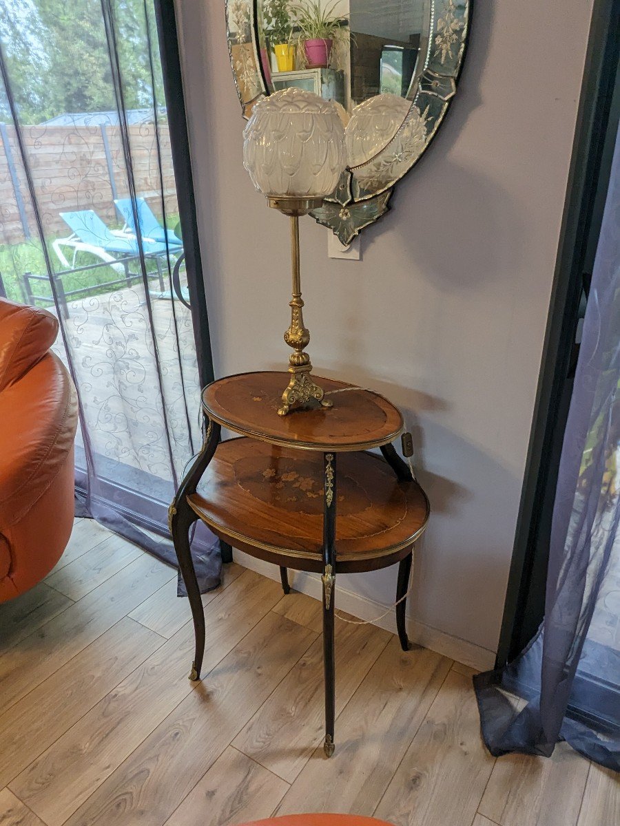 Table à Thé Marquetée Style Louis XV 19ème-photo-4