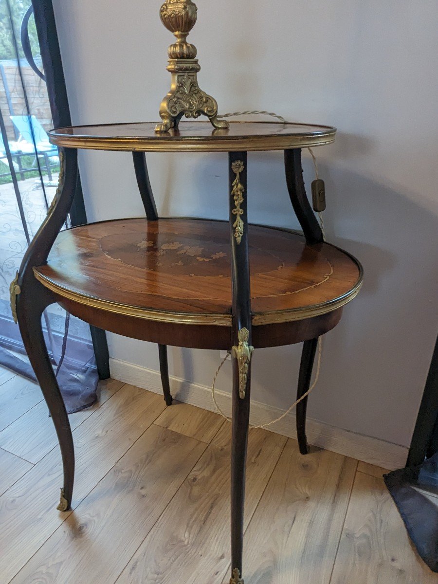 Table à Thé Marquetée Style Louis XV 19ème-photo-4