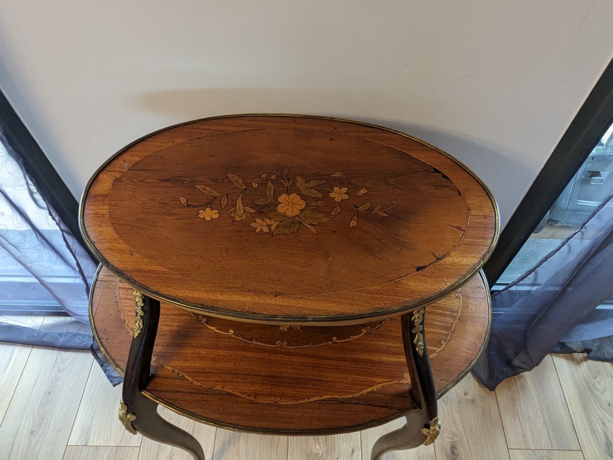 Table à Thé Marquetée Style Louis XV 19ème-photo-5